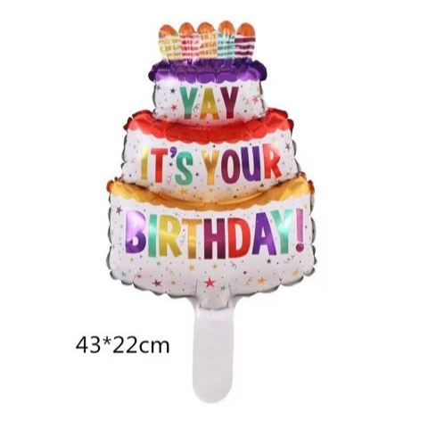 Balon Foil Cake Yay It's Your Birthday Mini Size 43 x 22 cm