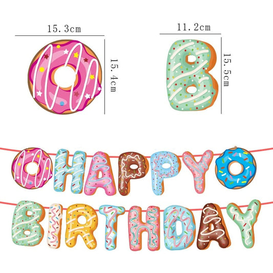 Bunting Flag / Banner Happy Birthday Donut Sprinkle