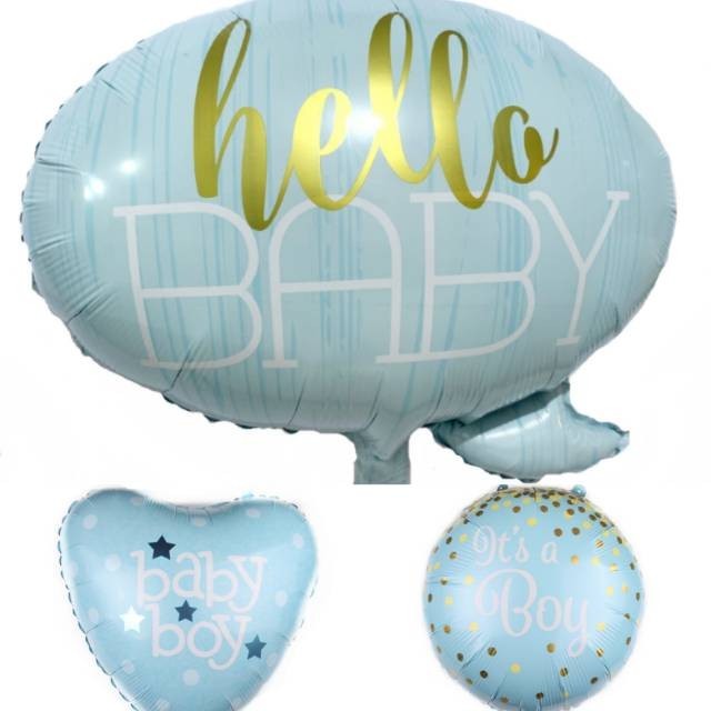 Set Balon Foil Baby Shower Hello Baby It's A Girl / It's A Boy / Baby Boy/ Baby Girl Pastel