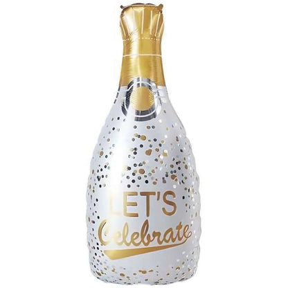 Balon Foil Bottle / Botol & Glass Champagne Jumbo / Lets Party / Cheers / Glitter Gold / Celebrate