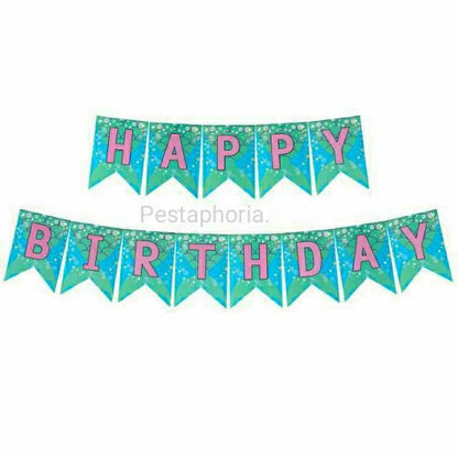 Set isi 10 Balon Latex Mermaid Size 10 inch dan Banner HBD Happy Birthday Mermaid Tail