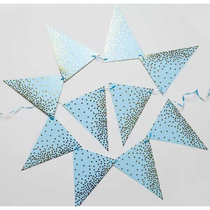 Bunting Flag / Banner Segitiga Metalik Chevron / Zigzag Glitter