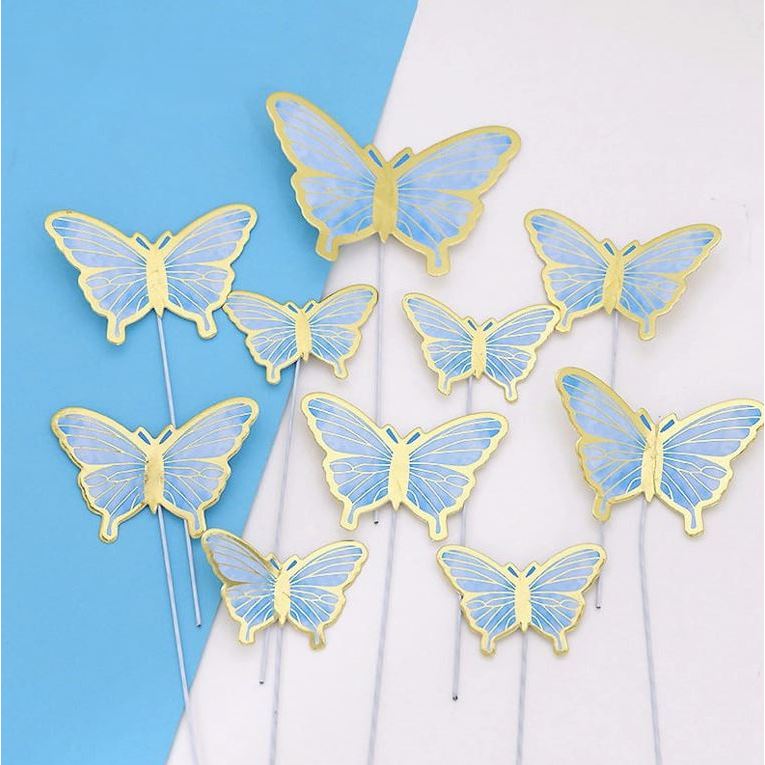 10 pcs DIY Birthday Decoration Butterfly Cake Topper / Hiasan Kue Ulang Tahun Kupu-Kupu