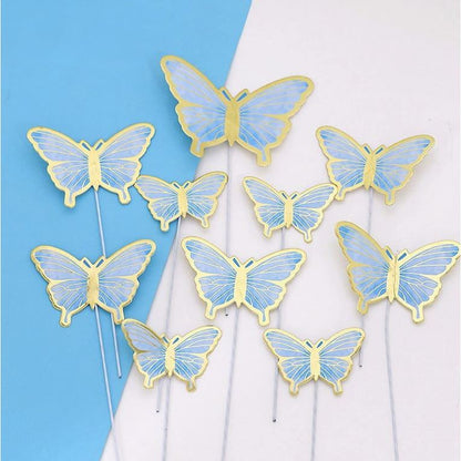 10 pcs DIY Birthday Decoration Butterfly Cake Topper / Hiasan Kue Ulang Tahun Kupu-Kupu