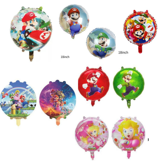 Balon Foil Bulat Super Mario /  Mario Double Side Size 45 cm
