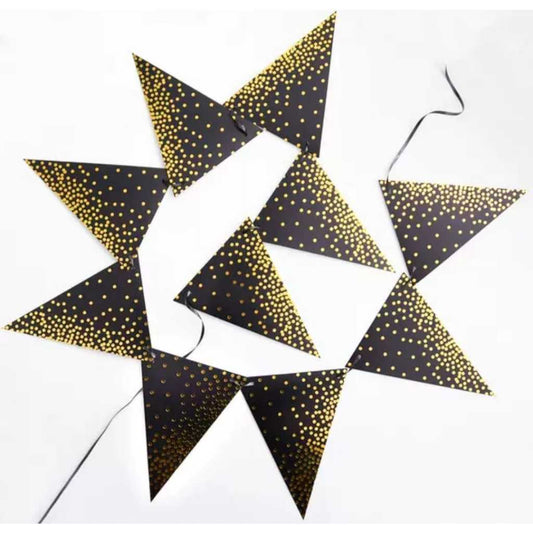 Bunting Flag / Banner Segitiga Metalik Chevron / Zigzag Glitter