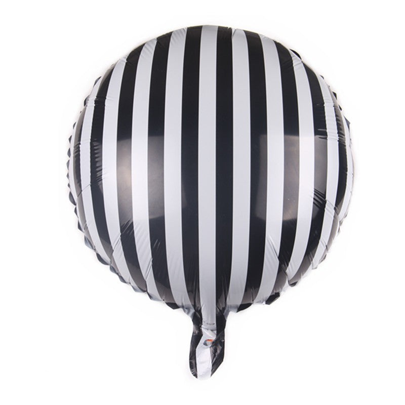 Balon Foil Bulat Stripe Hitam Size 45 cm