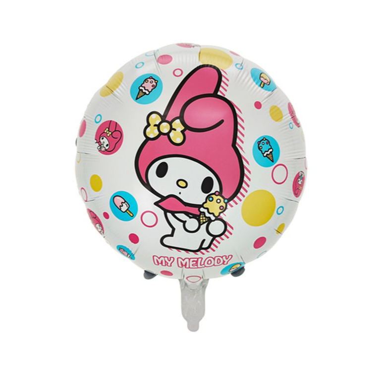 Balon Foil Bulat / Round Sanrio (My Melody, Kuromi, Cinnamoroll) Size 45 cm
