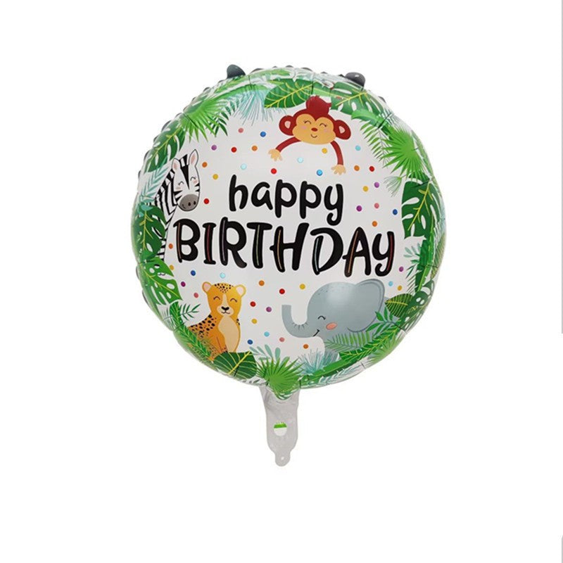 Balon Foil Bulat HBD Happy Birthday Animal Smile Size 45 cm