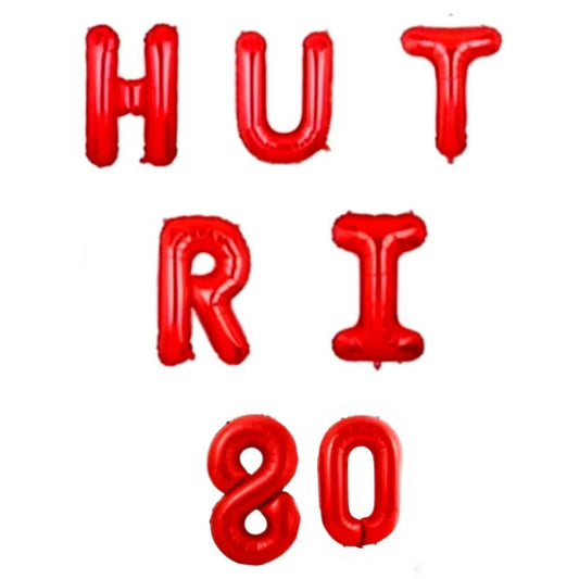 Balon Foil HUT RI 80 Warna Merah Size 40 cm