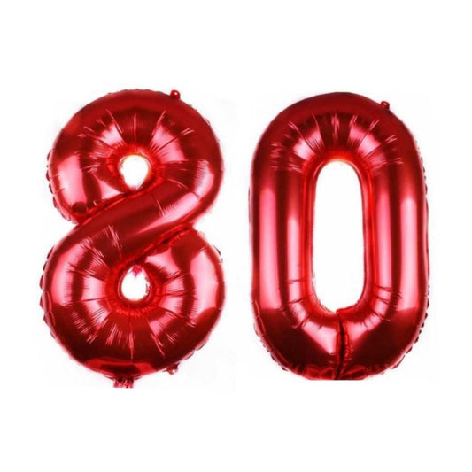 Balon Foil Angka 80 Jumbo Size 100 cm Warna Merah HUT / Kemerdekaan RI