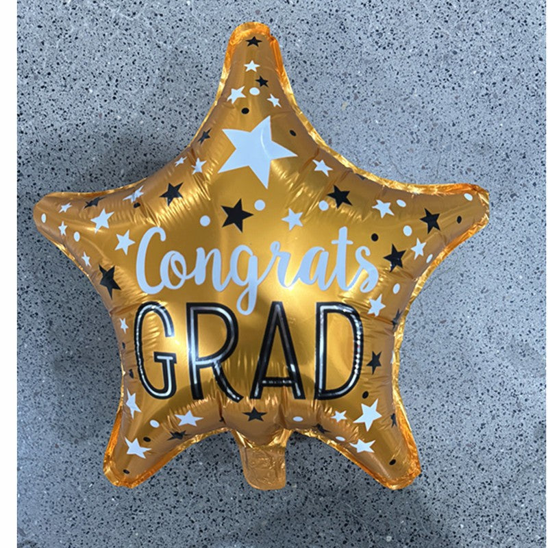 Balon Foil Graduation / Wisuda Congrats Grad Warna Gold Size 45 cm
