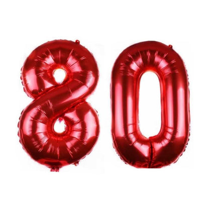 Balon Foil Angka 80 Jumbo Size 100 cm Warna Merah HUT / Kemerdekaan RI