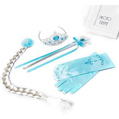 1 Set isi 4 item Aksesoris Frozen Elsa ( Mahkota, Tongkat, Wig, Sarung Tangan BORDIR )