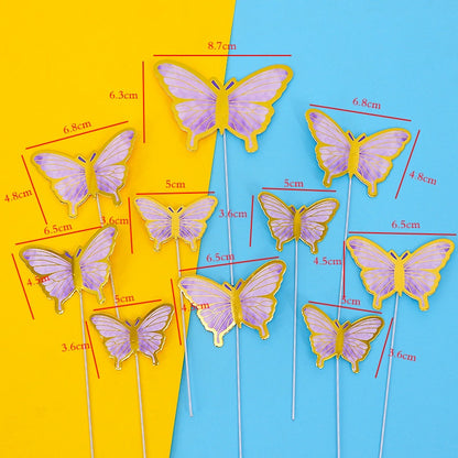 10 pcs DIY Birthday Decoration Butterfly Cake Topper / Hiasan Kue Ulang Tahun Kupu-Kupu