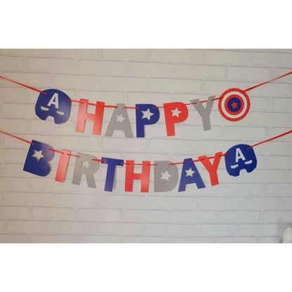 Bunting Flag / Banner Happy Birthday Captain America