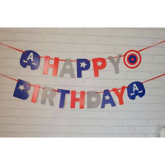 Bunting Flag / Banner Happy Birthday Captain America