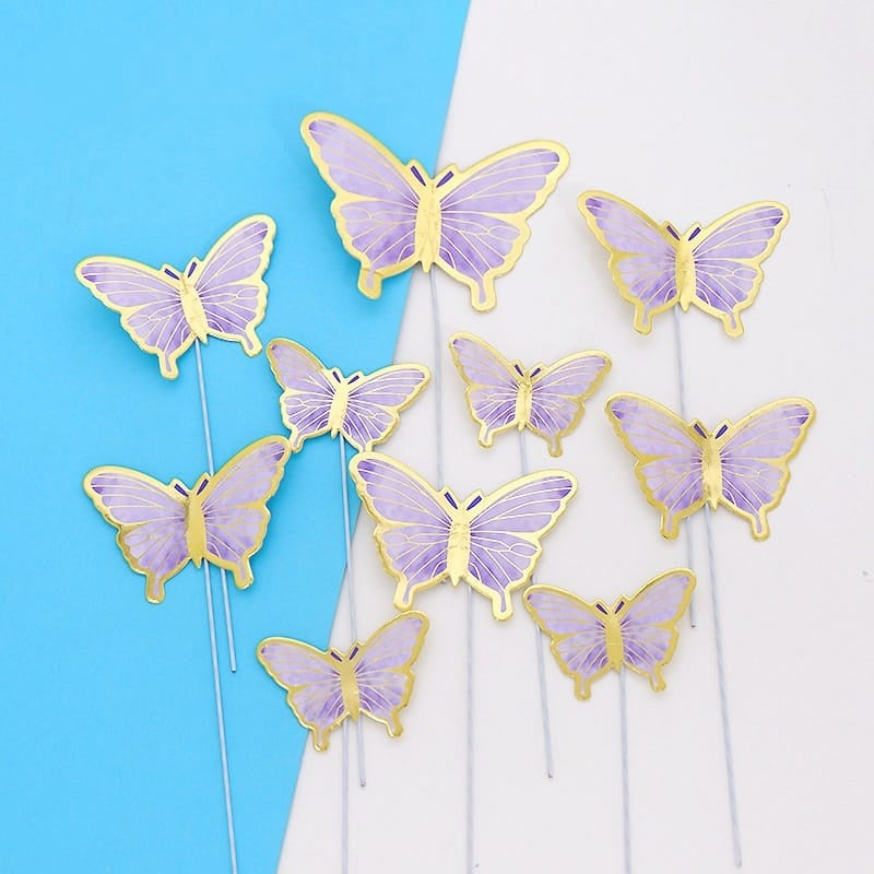 10 pcs DIY Birthday Decoration Butterfly Cake Topper / Hiasan Kue Ulang Tahun Kupu-Kupu