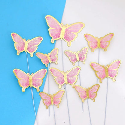 10 pcs DIY Birthday Decoration Butterfly Cake Topper / Hiasan Kue Ulang Tahun Kupu-Kupu