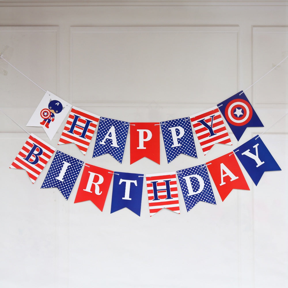Bunting Flag / Banner Happy Birthday Captain America