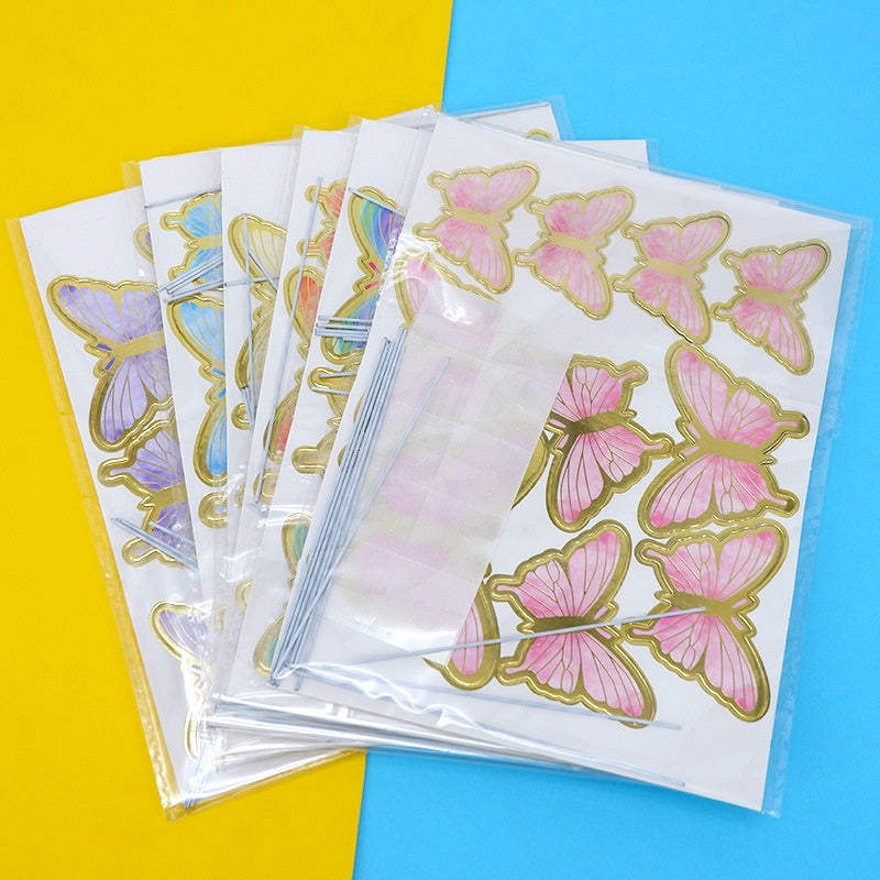 10 pcs DIY Birthday Decoration Butterfly Cake Topper / Hiasan Kue Ulang Tahun Kupu-Kupu