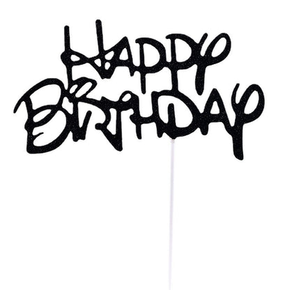 Cake Topper /Topper Kue HBD /Happy Birthday Huruf Besar, Latin Lurus, Pita, Swirly, Antlers Warna Gold Silver