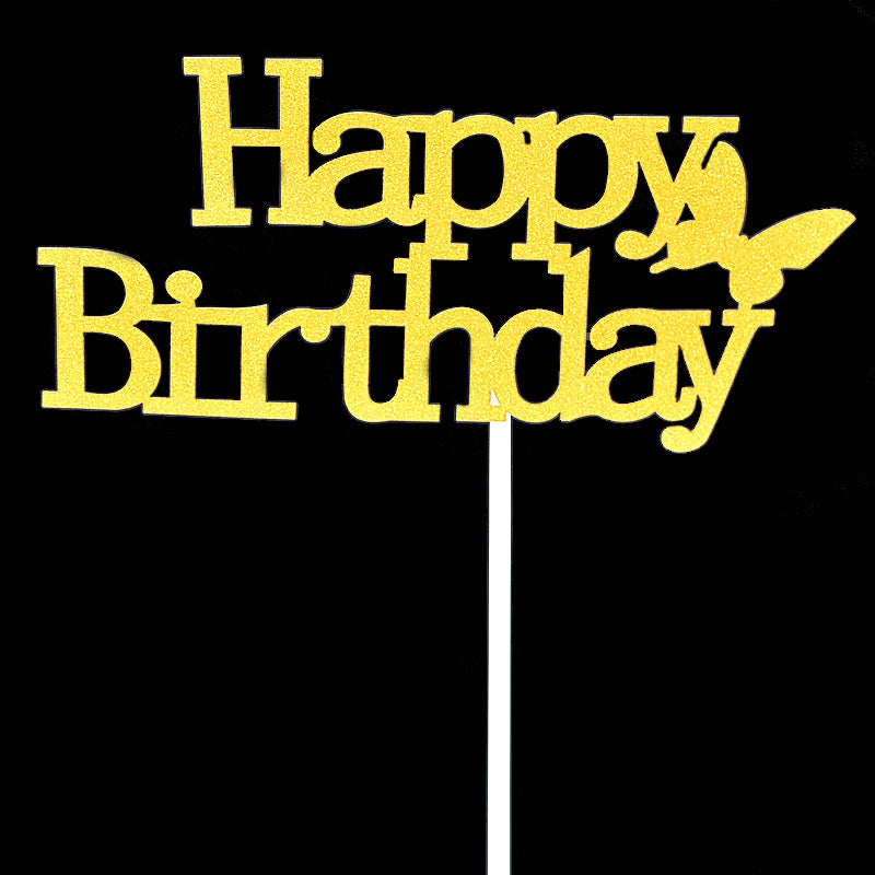 Cake Topper /Topper Kue HBD /Happy Birthday Huruf Besar, Latin Lurus, Pita, Swirly, Antlers Warna Gold Silver