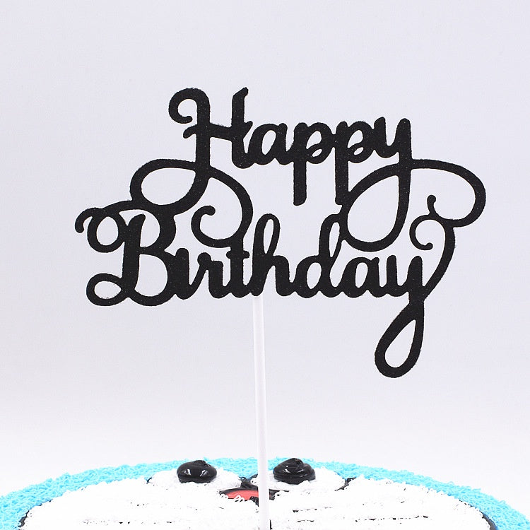Cake Topper /Topper Kue HBD /Happy Birthday Huruf Besar, Latin Lurus, Pita, Swirly, Antlers Warna Gold Silver