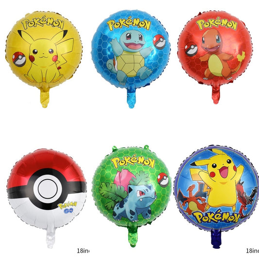 Balon Foil Pokemon Go Ball Squirtle Charmander Bulbasaur Bulat Size 45 cm