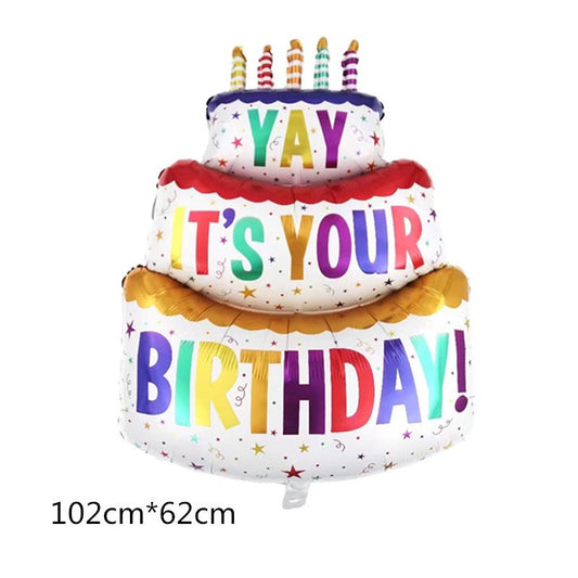 Balon Foil Happy Birthday Cake Yay It's Your Birthday Jumbo Size 102 cm