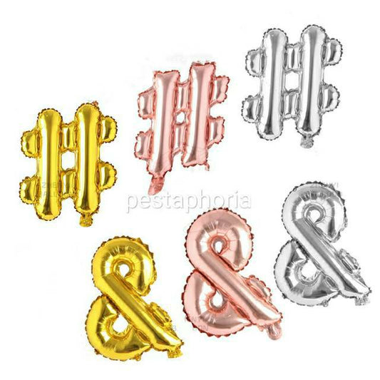 Balon Foil Tanda Baca "&" Ampersand / "#" Hashtag / "!" Tanda Seru  Size 40 cm