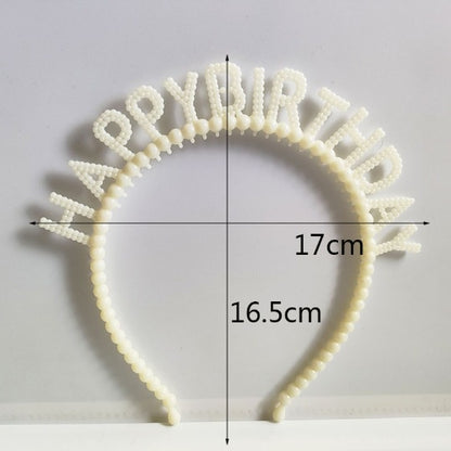 Bando Plastik / Headband Tulisan Happy Birthday Motif Pearl