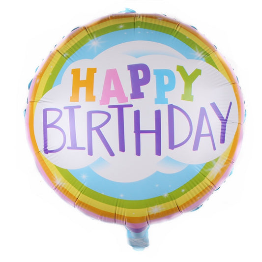 Balon Foil Bulat HBD Happy Birthday Pastel Rainbow Cloud Size 45 cm
