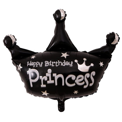 Balon Foil Happy Birthday Princess Crown / Mahkota Pink / Purple Size Jumbo 85 cm