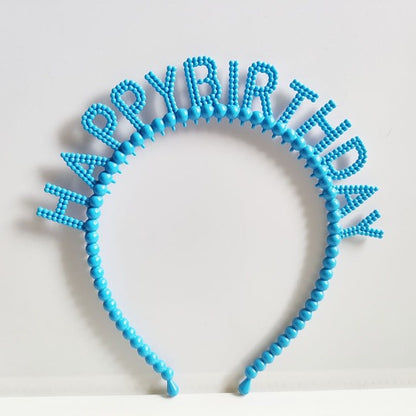 Bando Plastik / Headband Tulisan Happy Birthday Motif Pearl