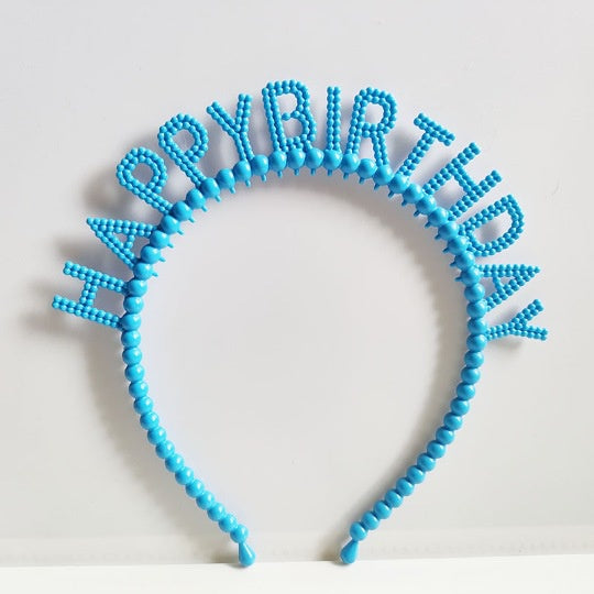 Bando Plastik / Headband Tulisan Happy Birthday Motif Pearl
