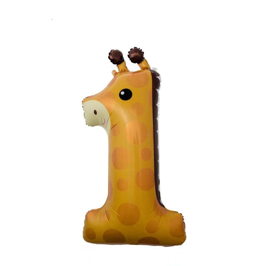 Balon Foil Angka 1 Giraffe Jumbo Size 100 cm