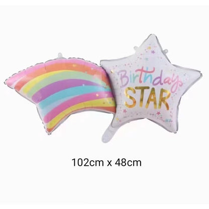 Balon Foil Birthday Star Rainbow Pastel Jumbo Size 102 cm