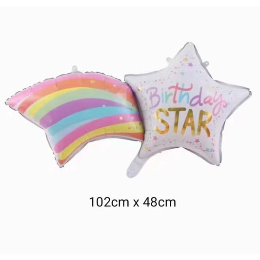 Balon Foil Birthday Star Rainbow Pastel Jumbo Size 102 cm