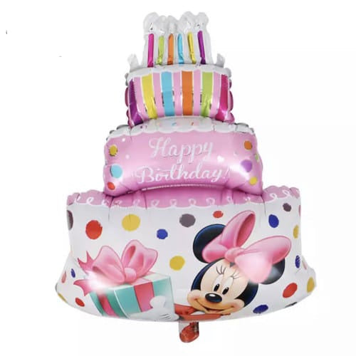 Balon Foil HBD Happy Birthday Cake Mickey Minnie Double Side Size 84cm