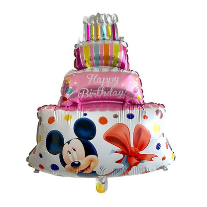Balon Foil HBD Happy Birthday Cake Mickey Minnie Double Side Size 84cm