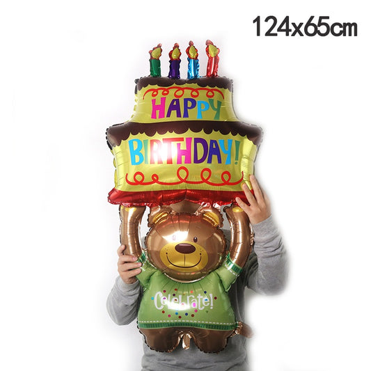 Balon Foil Bear Holding Up Cake Jumbo Size 124 cm